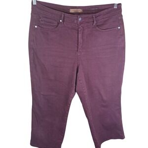 Judy Blue Tummy Control Oxblood High‎ Rise Wide Leg Crop Jeans Plus Size 18 W